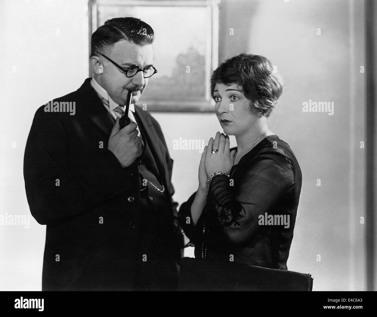 Jean Hersholt, Belle Bennett, on-set of the Film, 'The Battle of the Sexes', 1928 Stock Photo