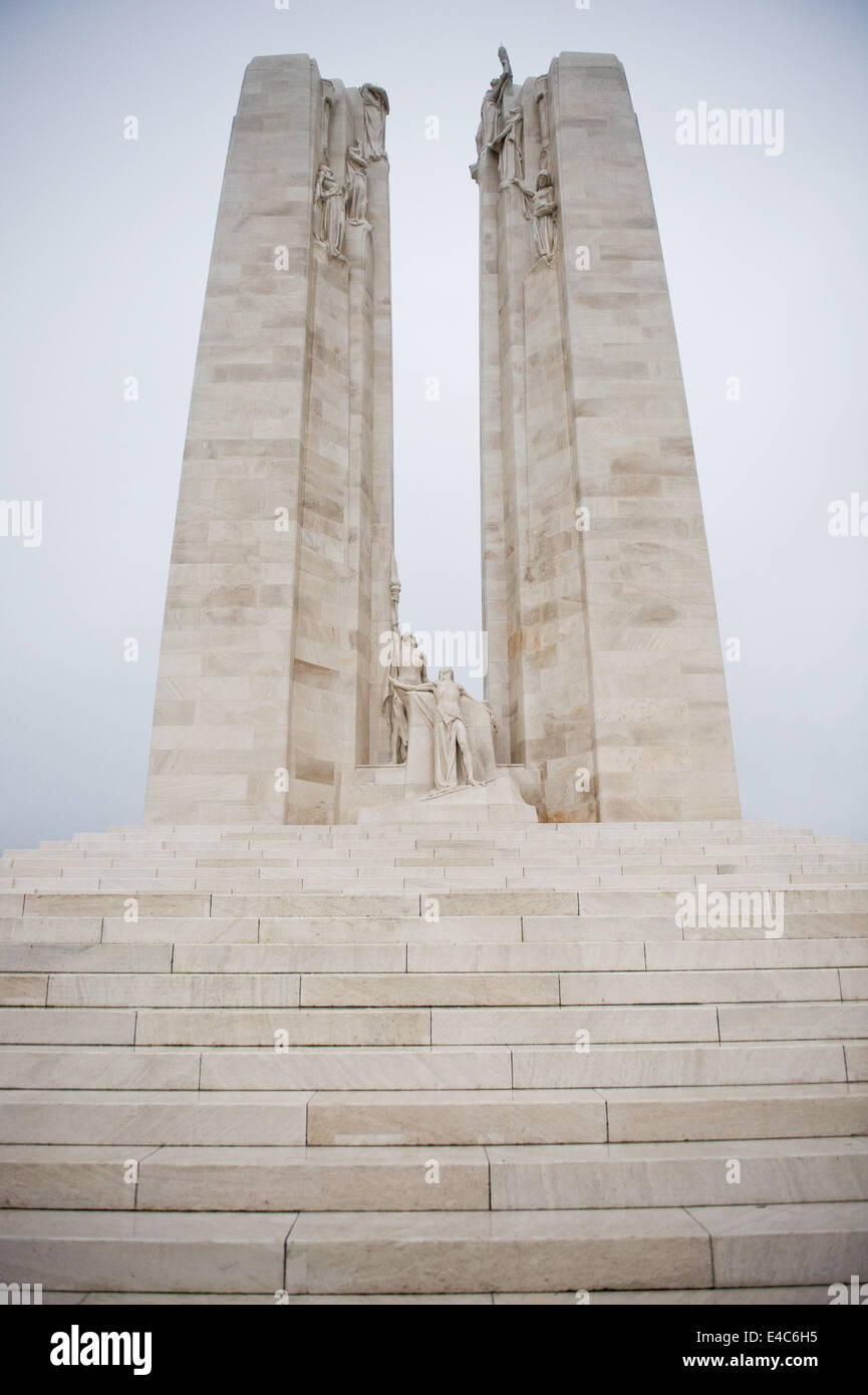 The twin white pylons of the Canadian National Vimy Memorial dedicated ...
