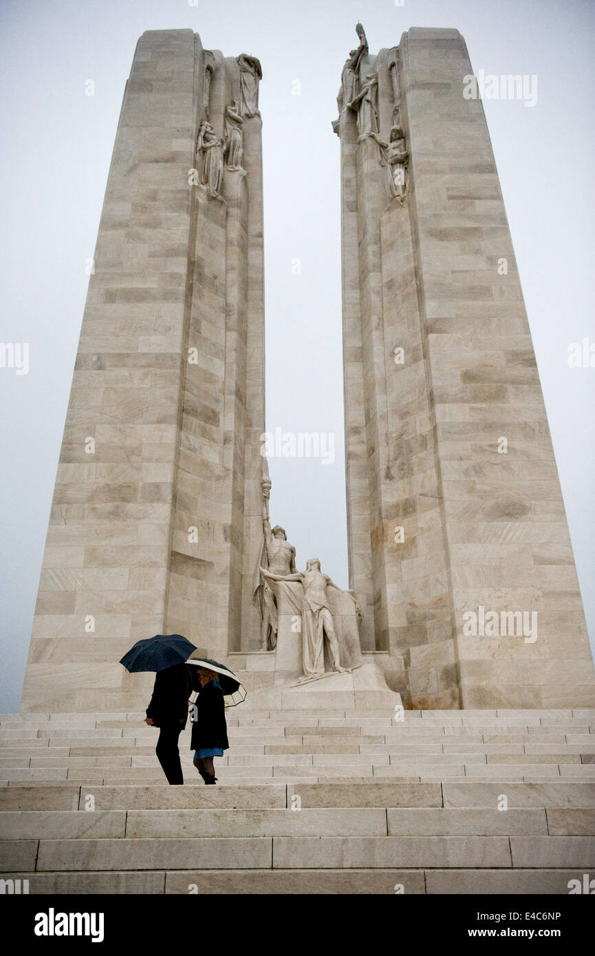 The twin white pylons of the Canadian National Vimy Memorial dedicated ...