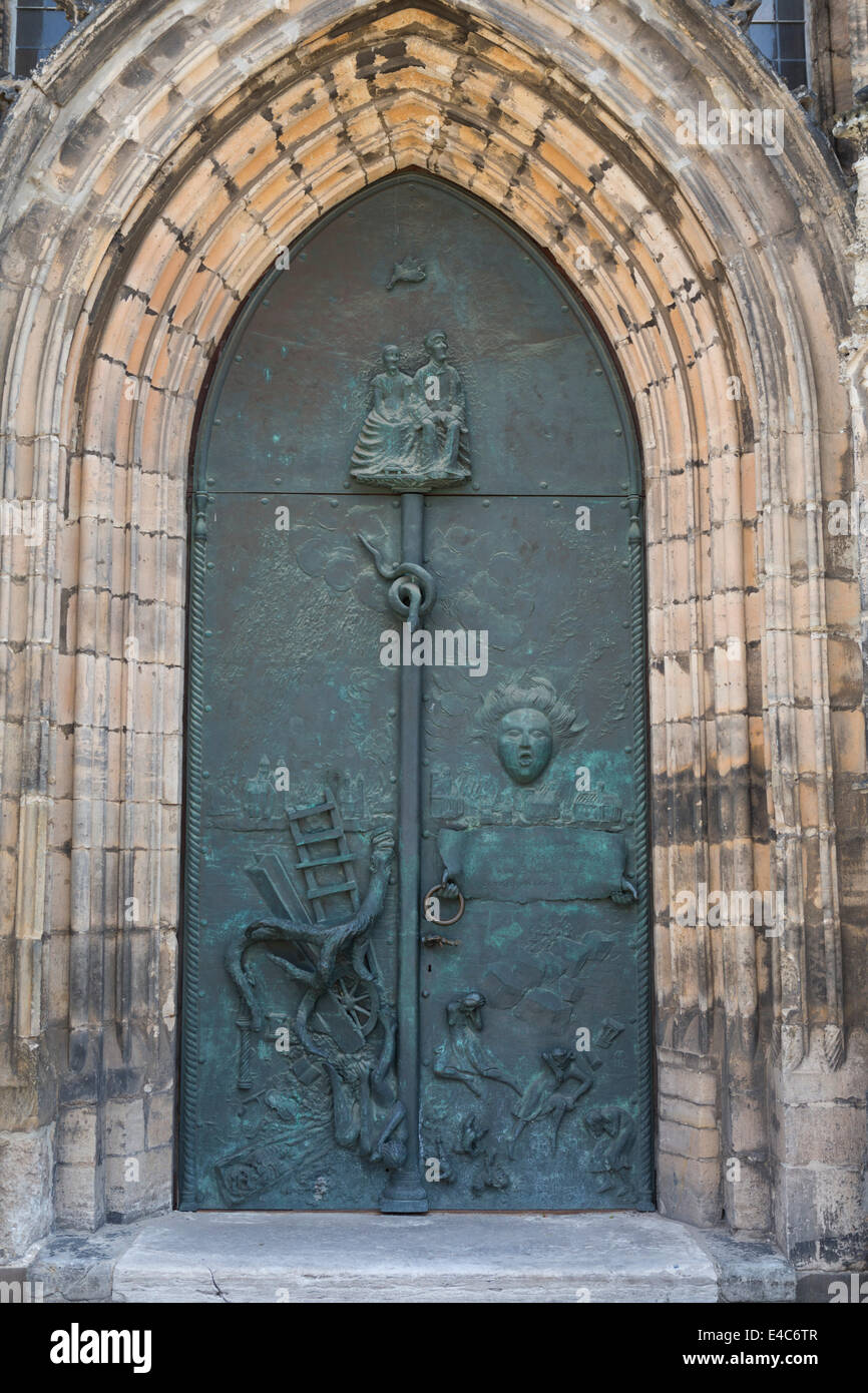 Door of St. John's church (St.-Johannis-Kirche) in Magdeburg Stock Photo