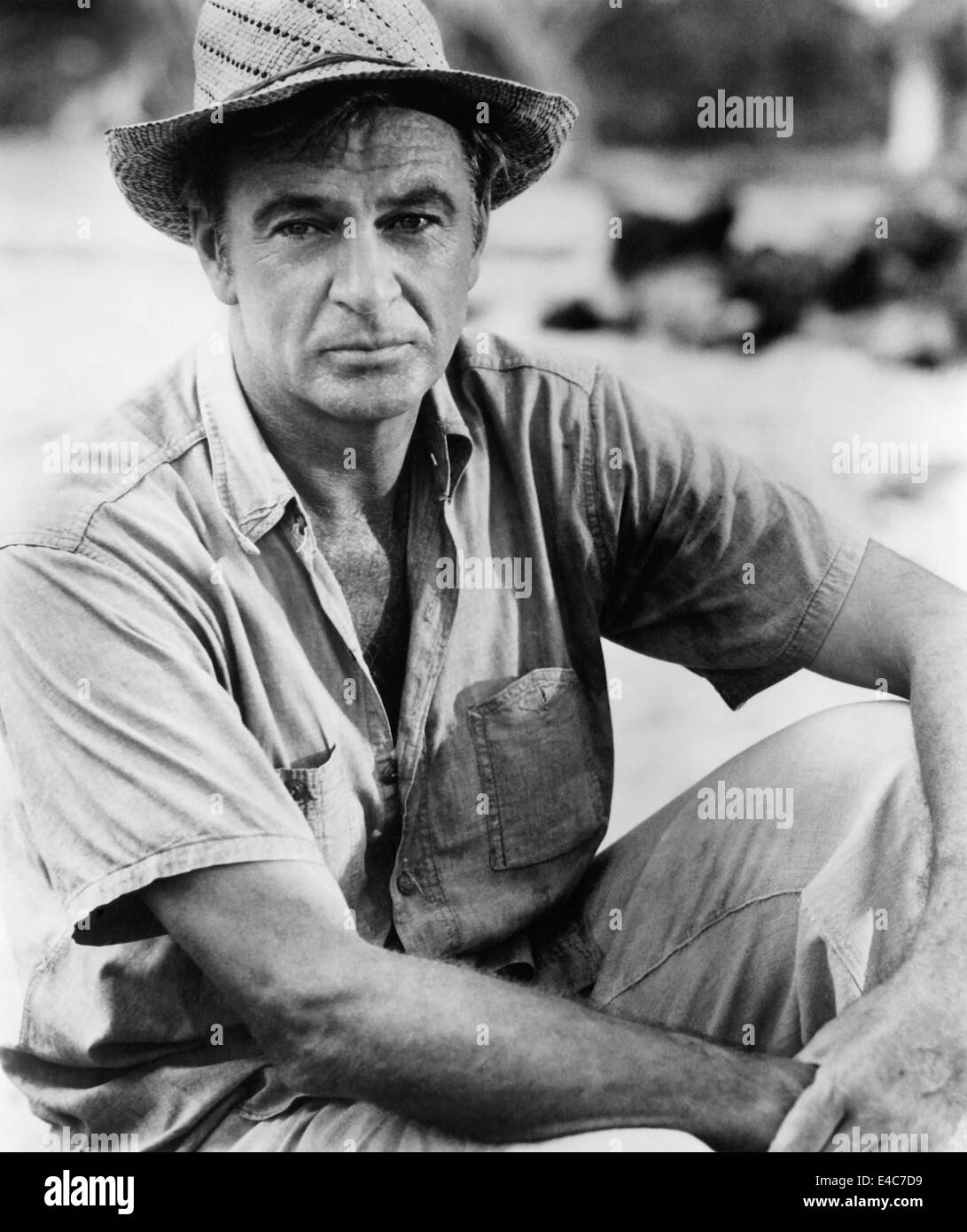 Gary Cooper, on-set of the Film, Return to Paradise', 1953 Stock Photo