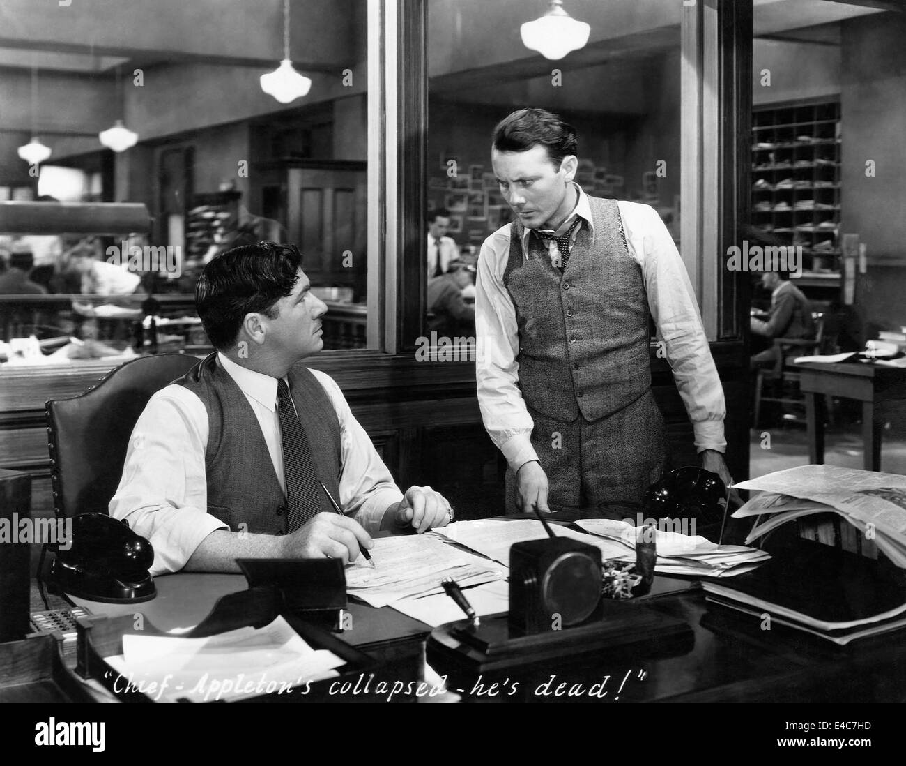 George Bancroft (Left), on-set of the Film, "Scandal Sheet", 1931 Stock ...