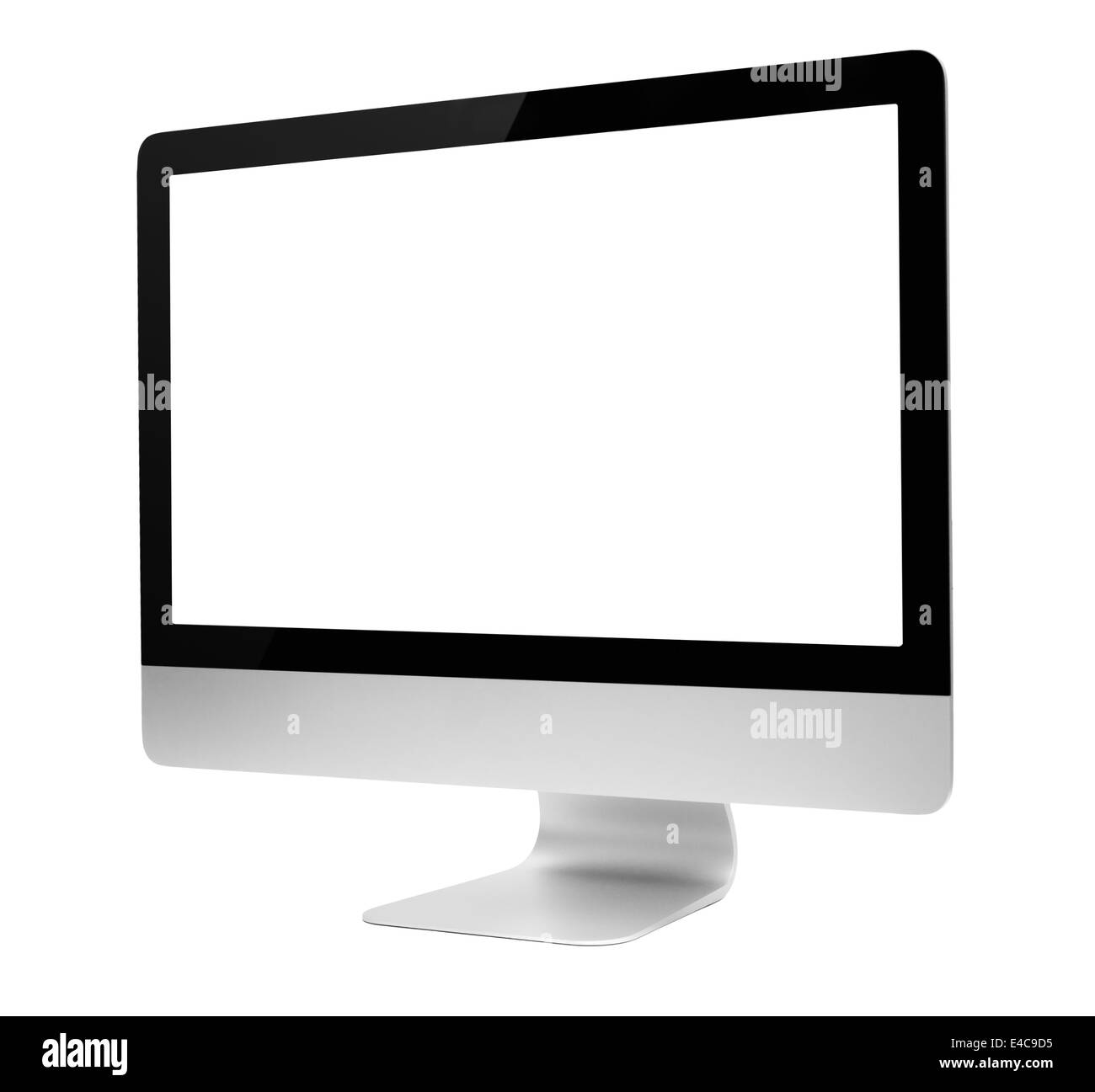 Computer with white screen, isolated Stock Photo Alamy