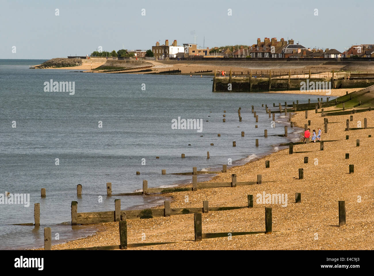 Sheerness sandy beach with very few people. Isle of Sheppey Kent UK. 2014 2010s HOMER SYKES Stock Photo