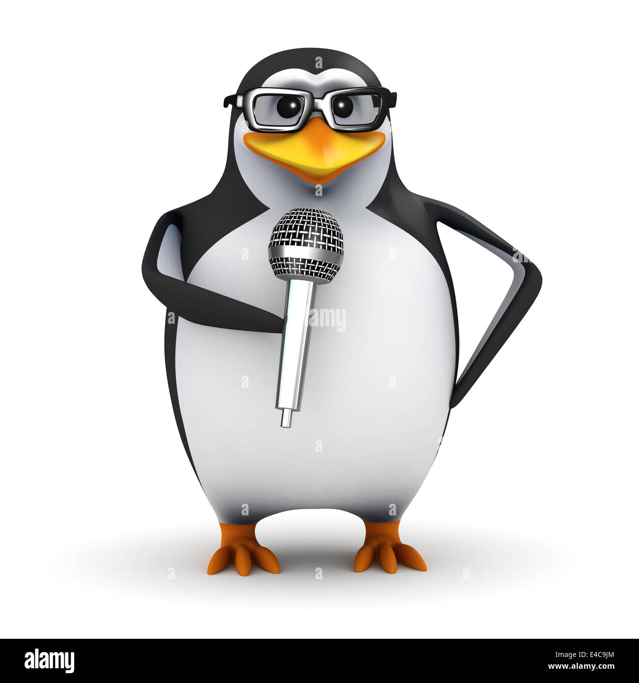 3d render of a penguin wearing glasses doing a stand up comedy routine  Stock Photo - Alamy