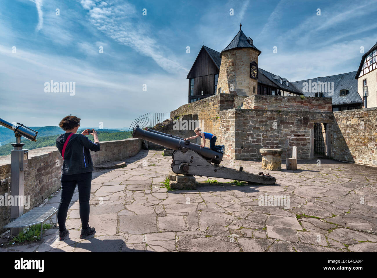 Terrace at Schloss Waldeck, medieval castle in Waldeck, Hessen, Germany