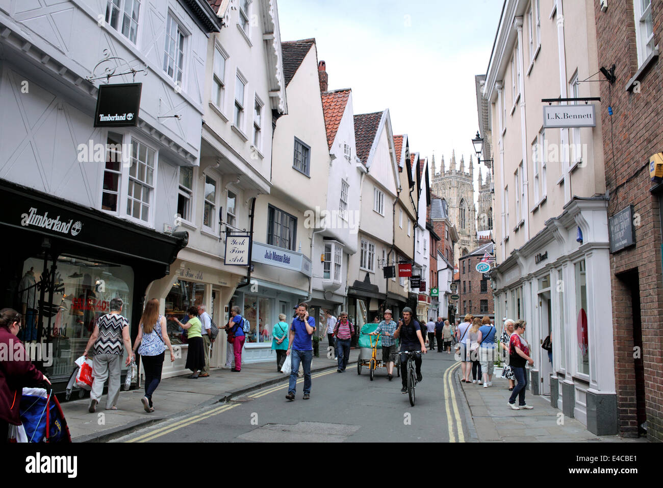 Low Petergate, York city centre. York Minister in background. Stock Photo