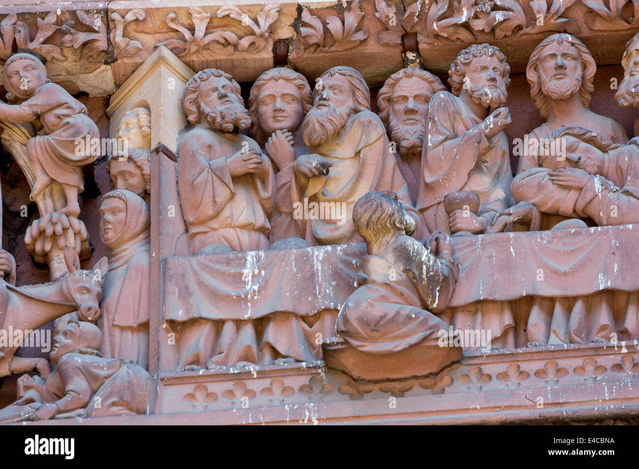 Sculptures on the West Portal of the Cathedral in Strasbourg, France Stock Photo