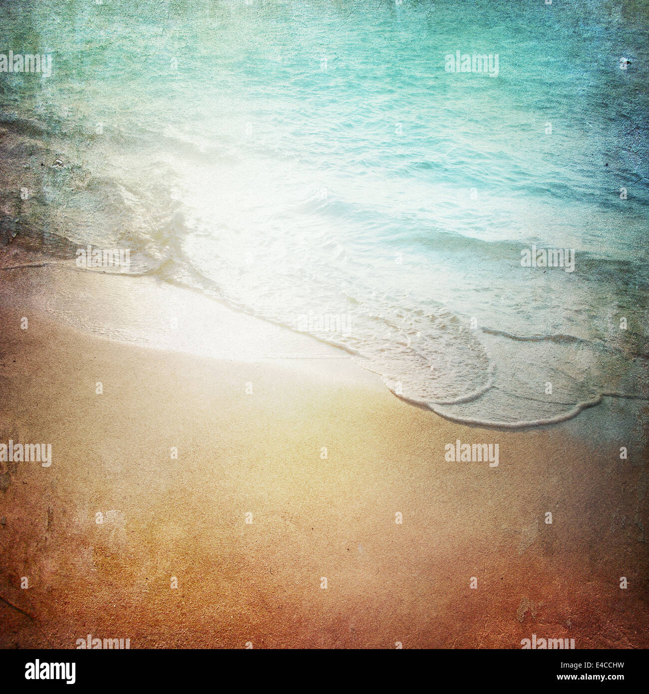 Grunge Paper Beach Background Stock Photo