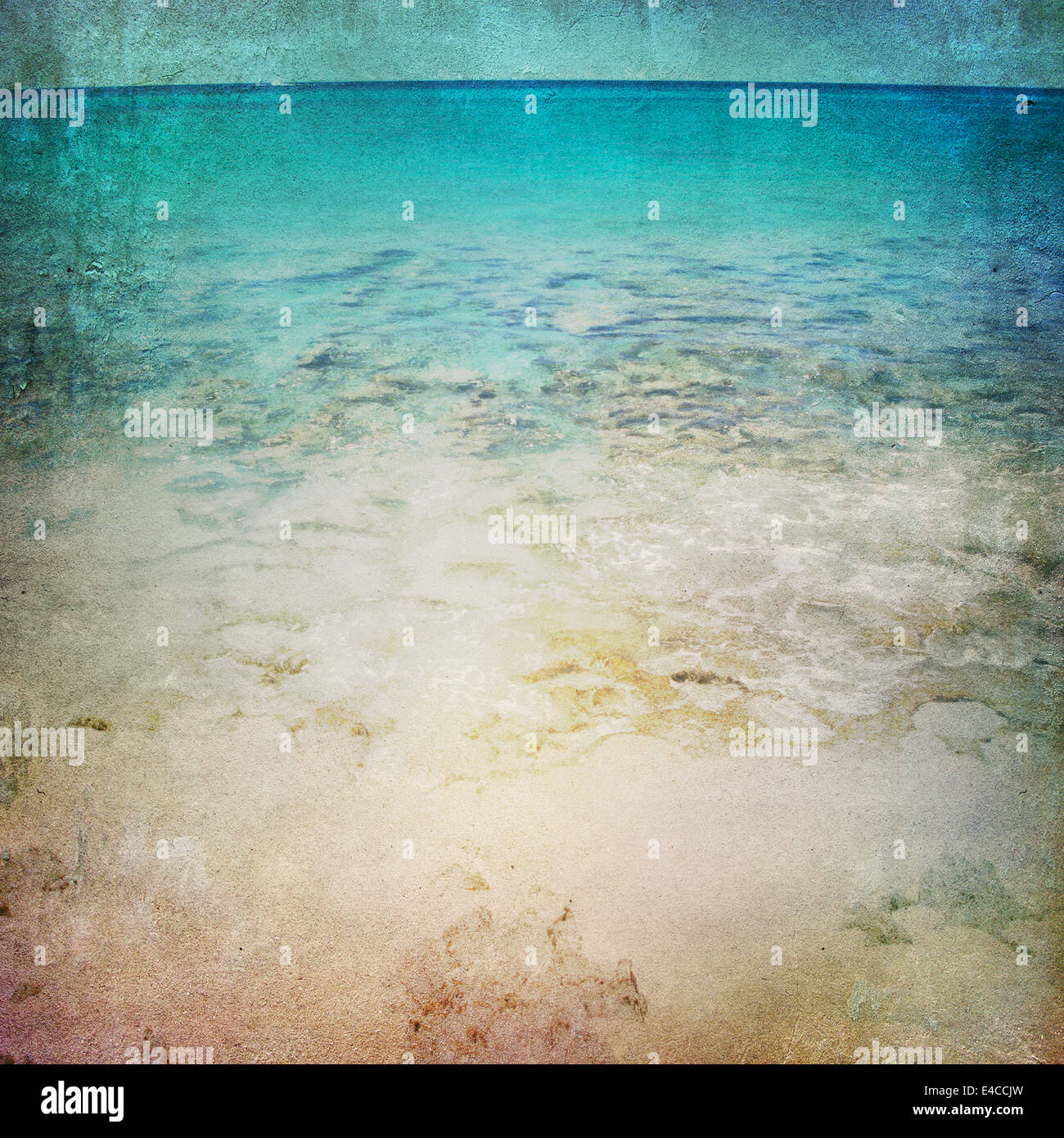 Grunge Paper Beach Background Stock Photo