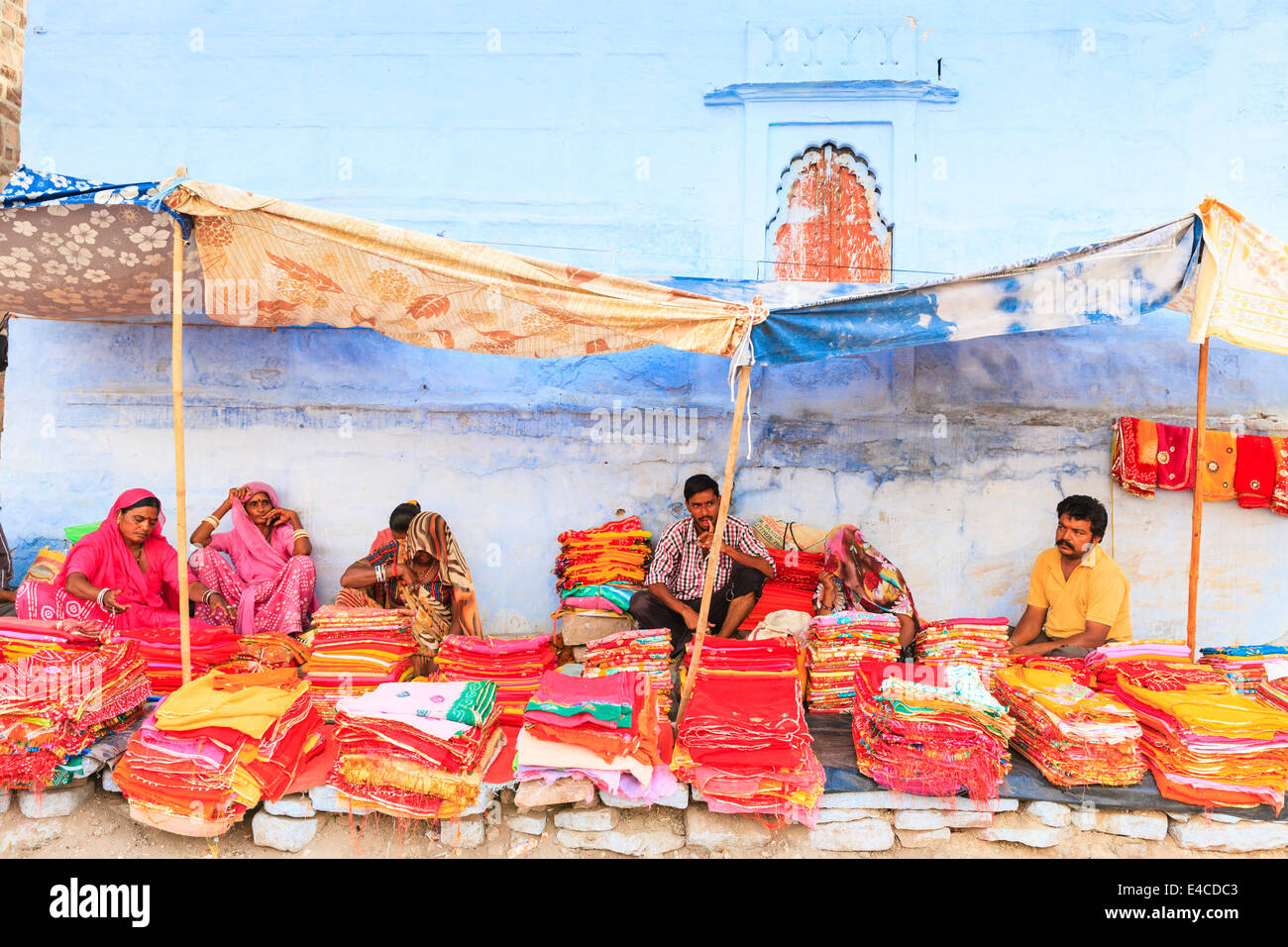 Silk stall, Jodhpur, Rajasthan, India Stock Photo
