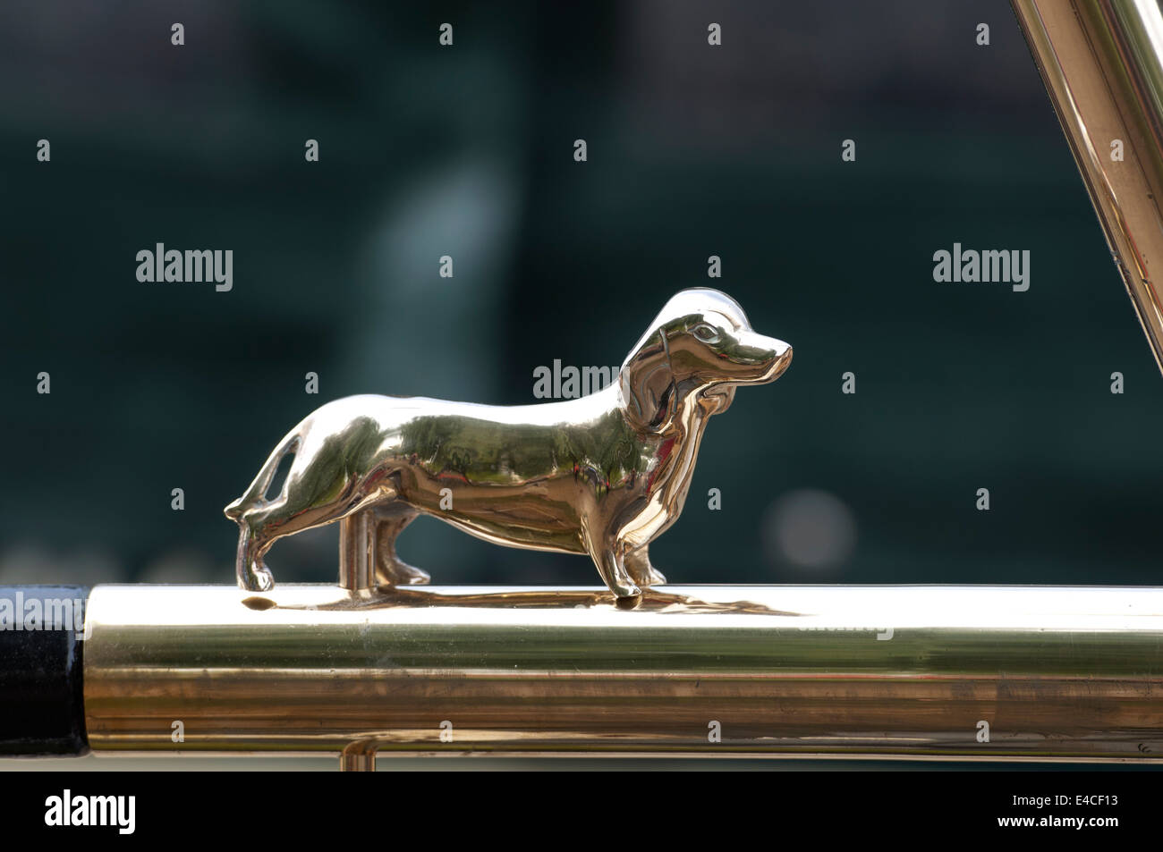 Dachshund tiller pin on a canal narrowboat Stock Photo Alamy