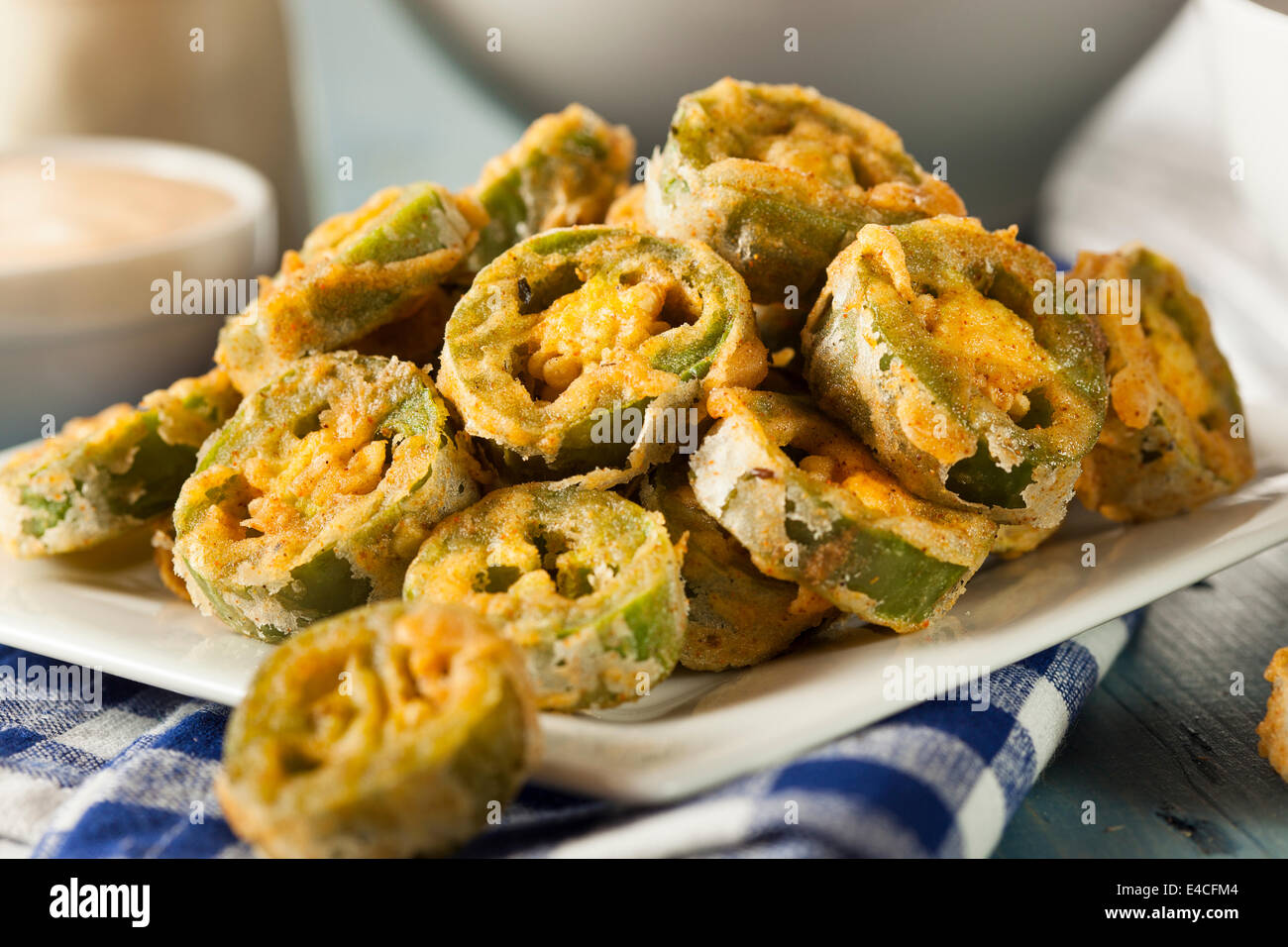 Unhealthy Fried Jalapeno Slices with Dipping Sauce Stock Photo Alamy