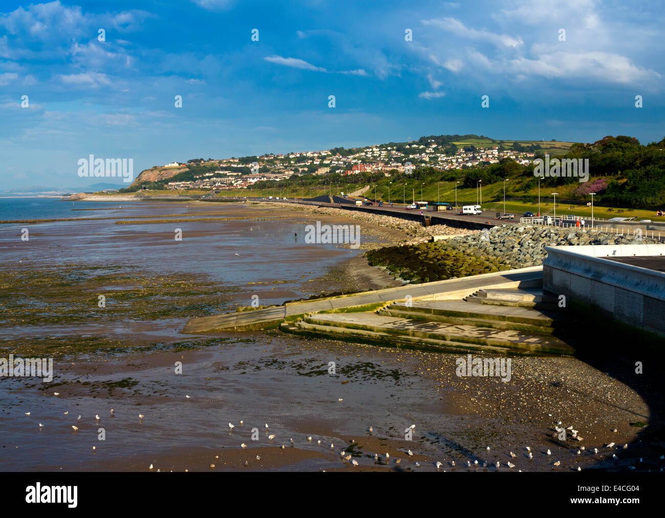 The beach and coastline at Colwyn Bay a traditional seaside resort in Conwy on the North Wales coast UK Stock Photo