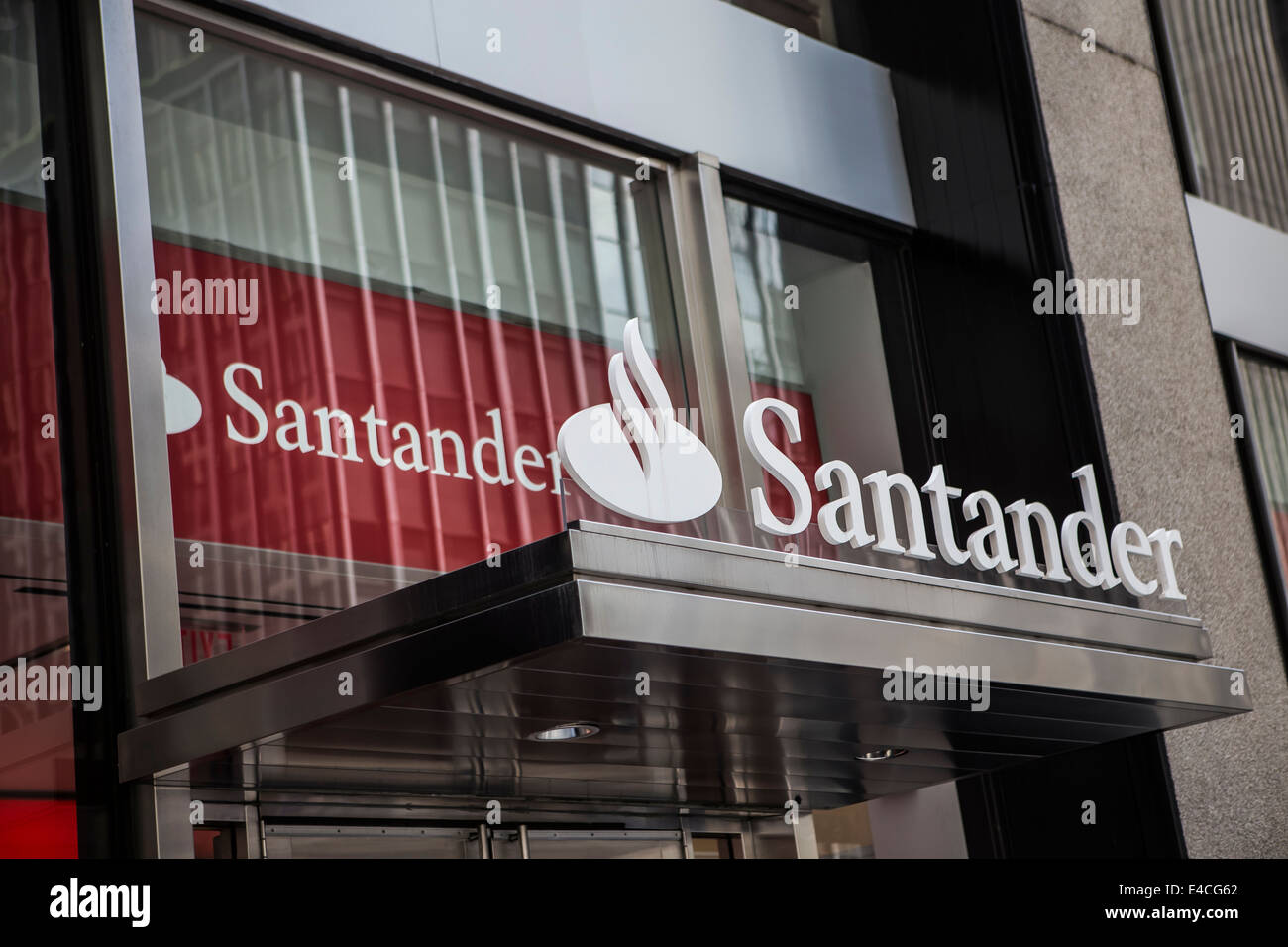 A Santander Bank branch is pictured in the New York City borough of Manhattan, NY Stock Photo