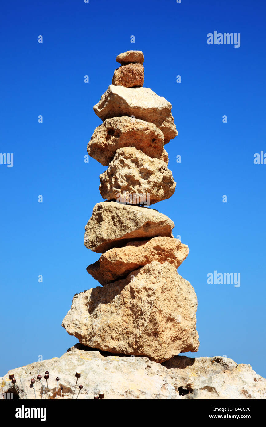 Balanced rocks in a zen-like arrangement Stock Photo