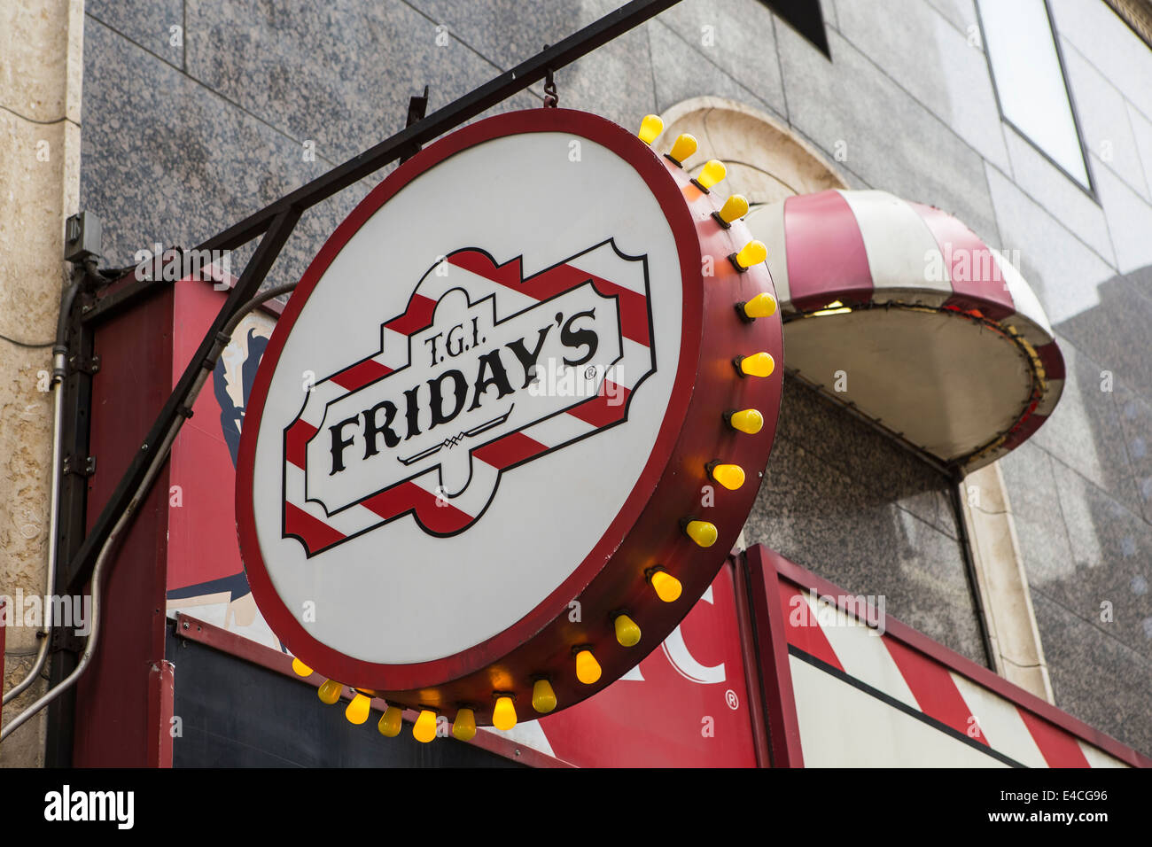 A T.G.I. Friday's restaurant is pictured in the New York City borough of Manhattan, NY Stock Photo