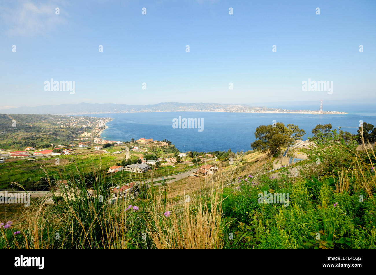 View of Sicily from Scilla Stock Photo