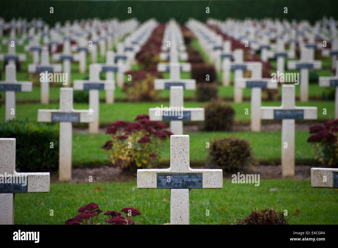The National Cemetery of Rancourt is the largest French cemetery in Somme with 8566 graves. Stock Photo