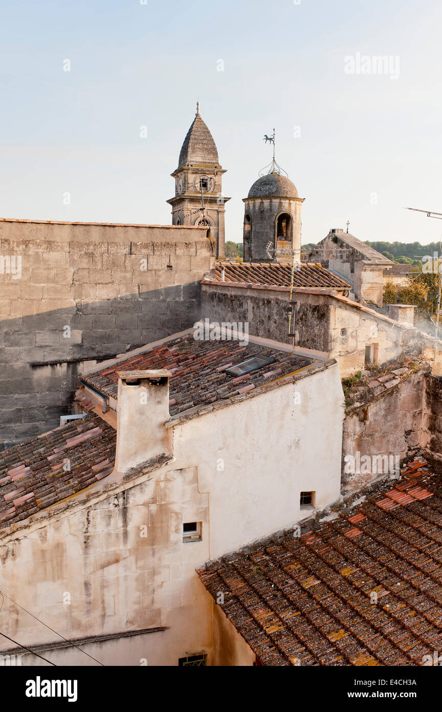 View over the rooftops in the Provencal village Fontvieilles Stock Photo