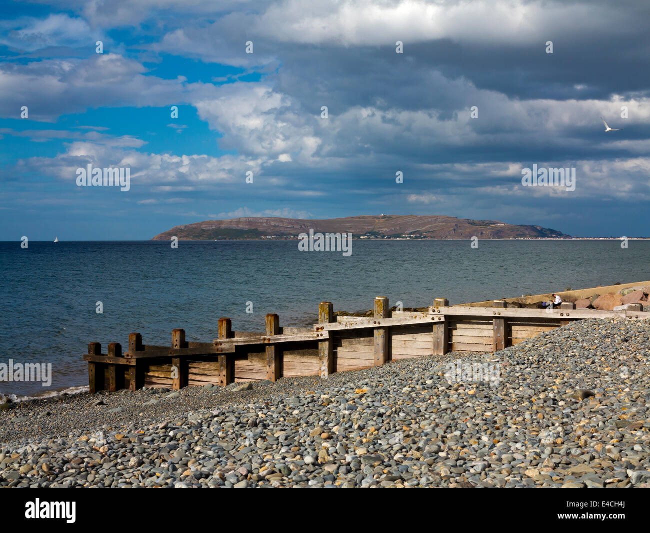 View across the sea towards the Great Orme and Llandudno from the beach