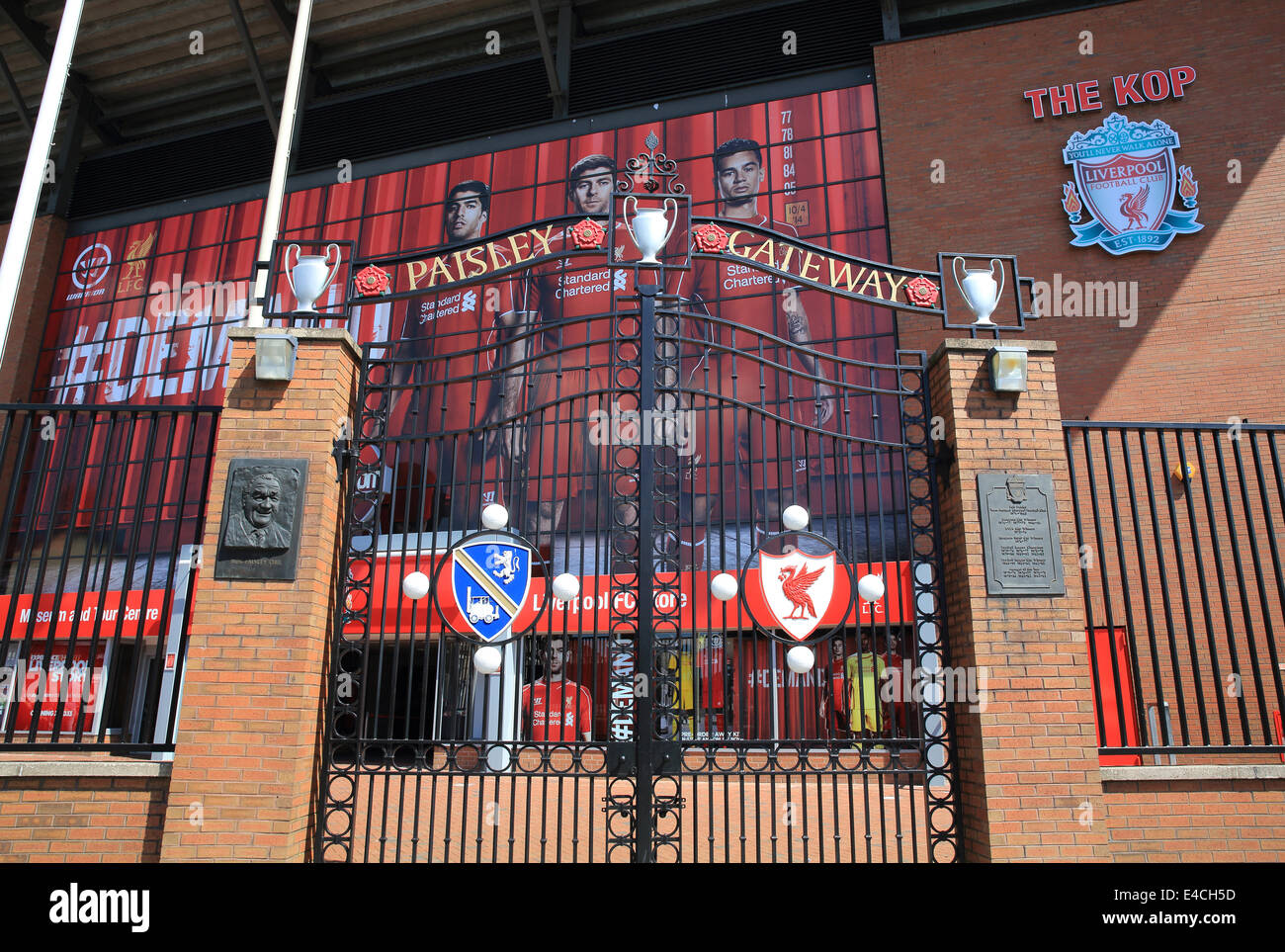 Paisley Gateway, at the famous Kop, at Anfield Football Stadium, Liverpool, NW England, UK Stock Photo