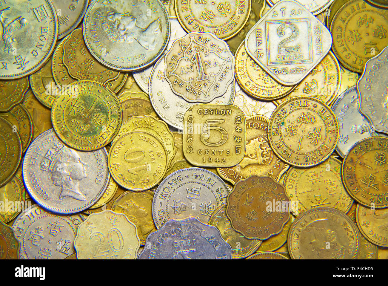 Collection of the old circulated coins Stock Photo Alamy