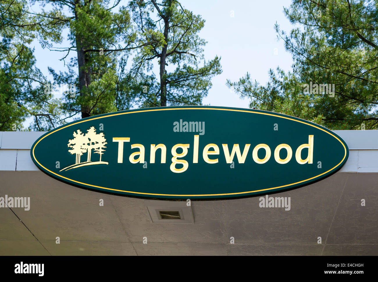 Entrance to Tanglewood, summer home to the Boston Symphony Orchestra, Lenox, Berkshire County, Massachusetts, USA Stock Photo