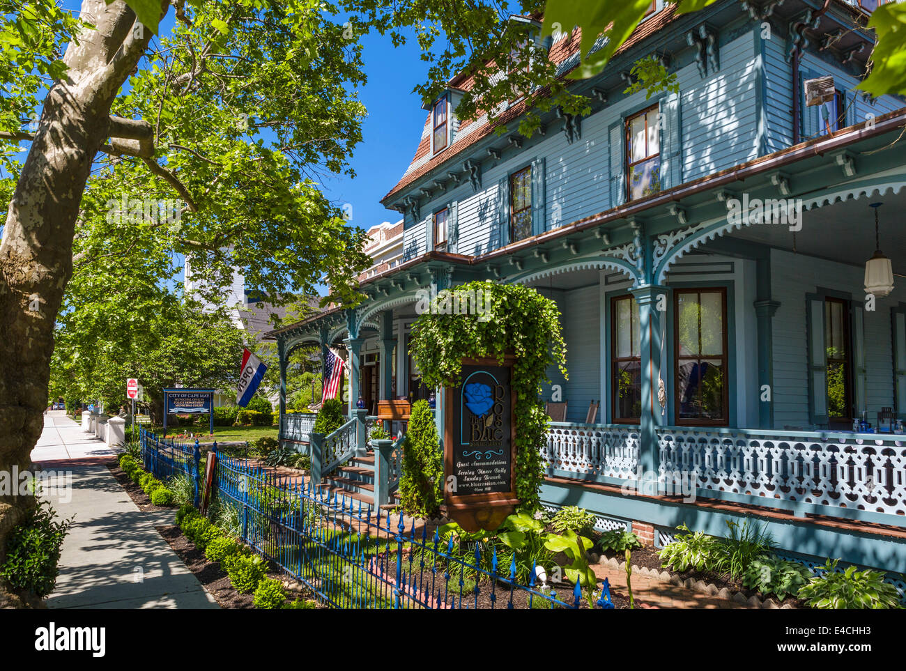 The Blue Rose, historic old inn and restaurant on Washington Street, Cape  May, New Jersey, USA Stock Photo - Alamy