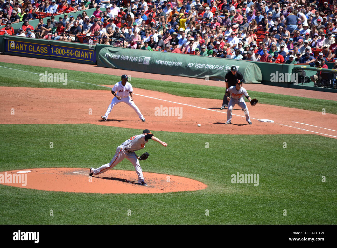 Major League Baseball game at Fenway Park in Boston. Stock Photo
