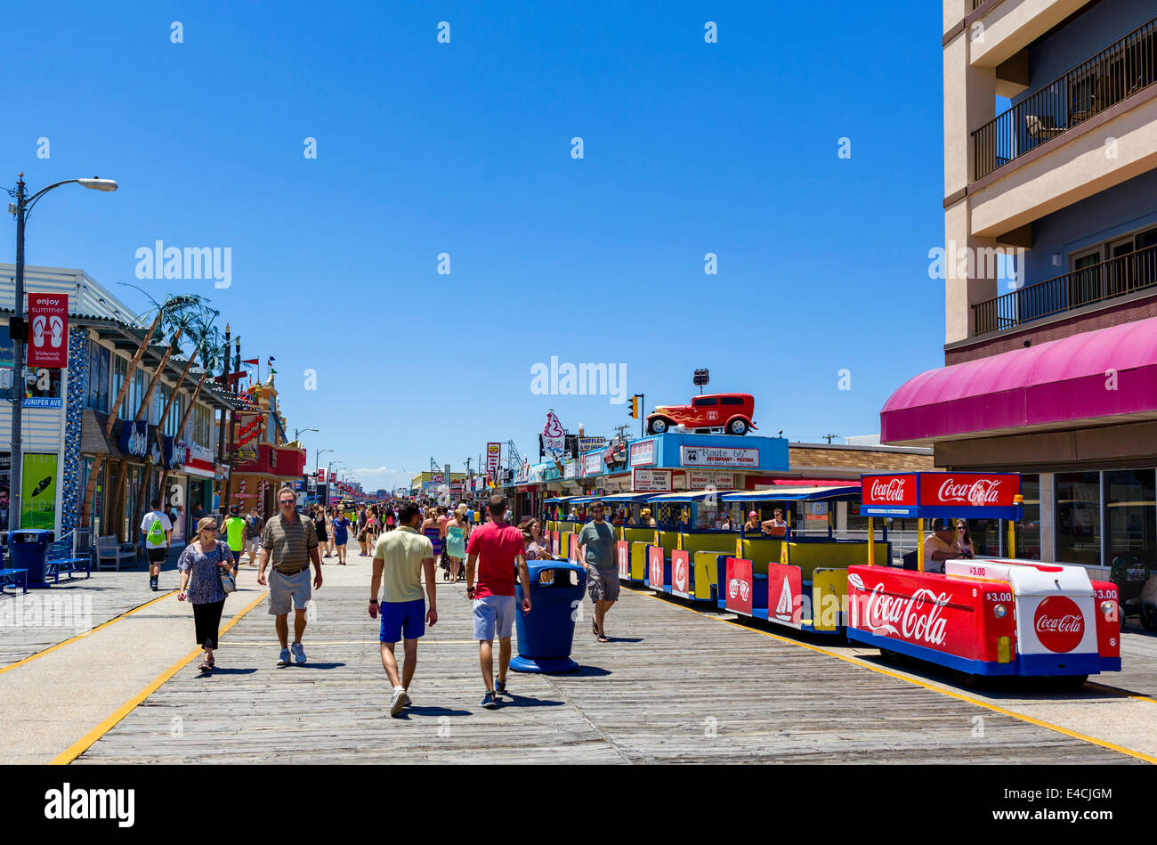 The boardwalk in North Wildwood, Cape May County, New Jersey, USA Stock Photo