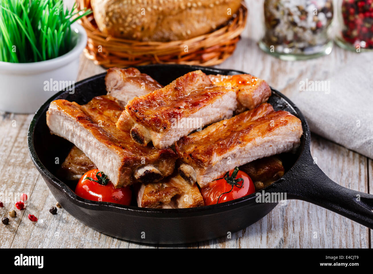 baked pork ribs Stock Photo