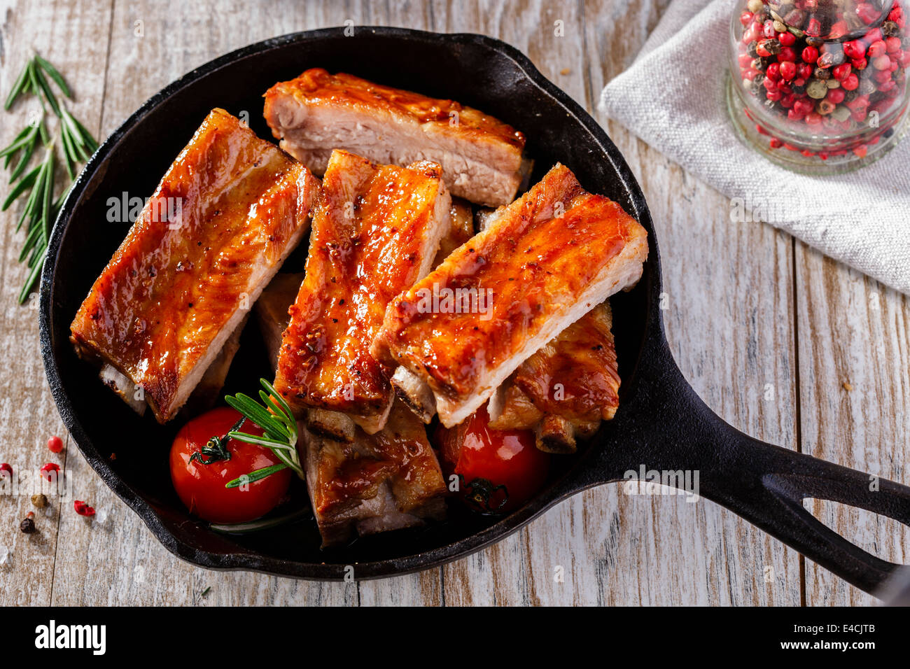 baked pork ribs Stock Photo