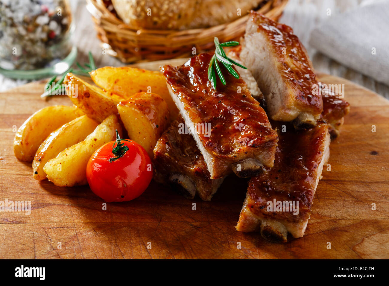 baked pork ribs Stock Photo