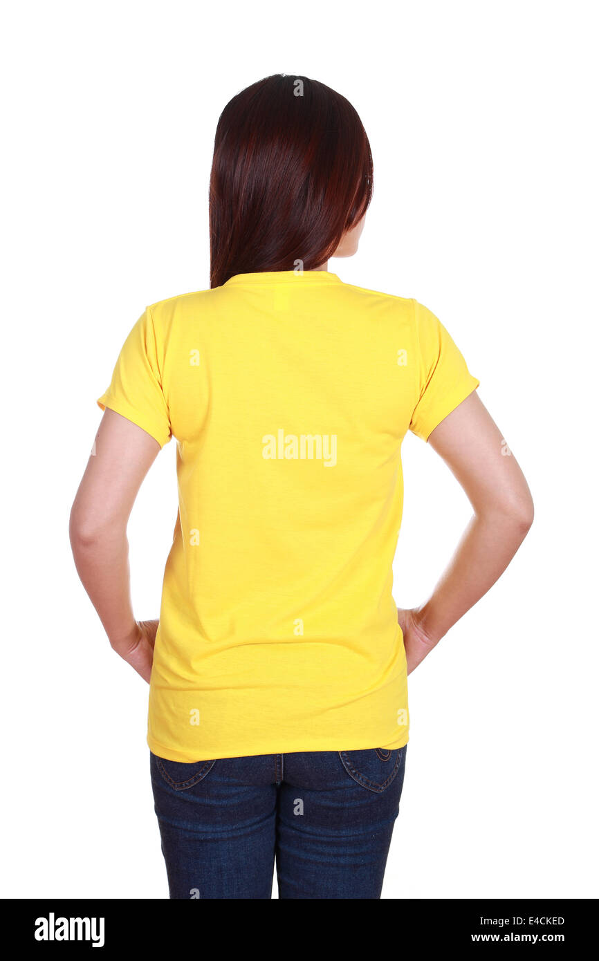 Female yellow blank t shirt back hi-res stock photography and images - Alamy