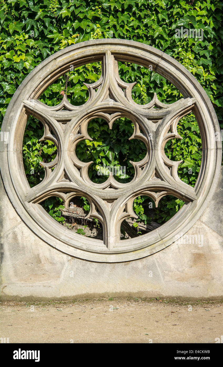Rose window made of stone at place de vosge. rose window, also called