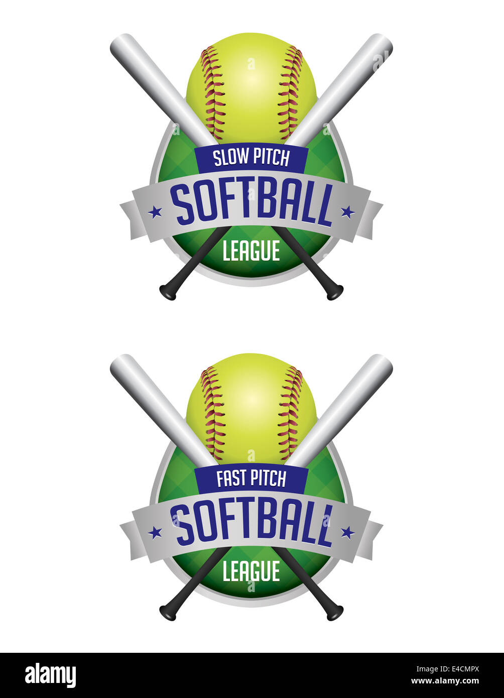 An illustration of softball league emblems and badges Stock Photo Alamy