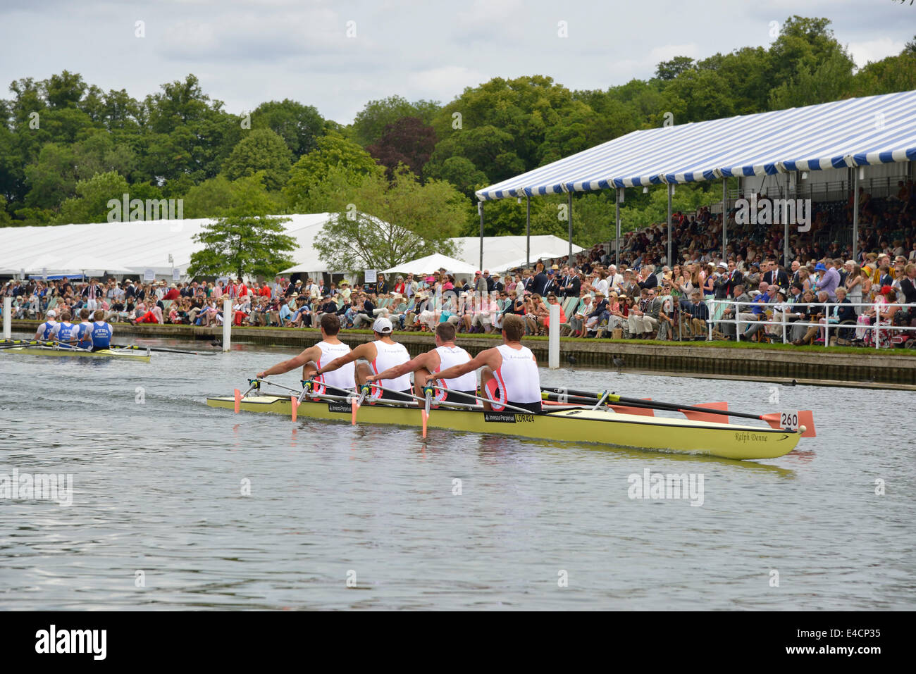 Henley Royal Regatta 2014, Henley on Thames, Oxfordshire, England, UK final of the Prince of Wales Challange Cup won by Leander. Stock Photo