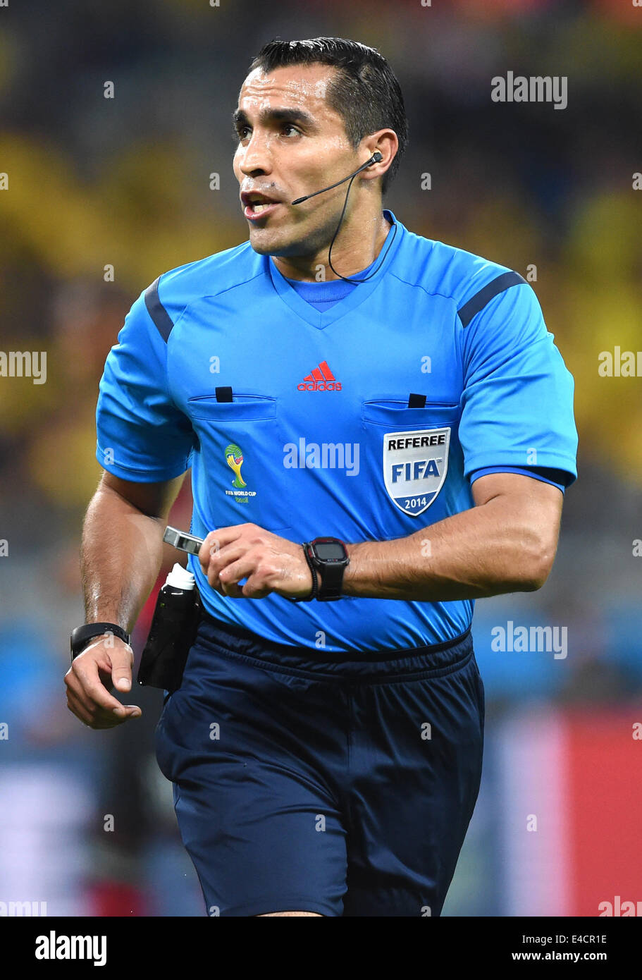 Belo Horizonte, Brazil. 08th July, 2014. Referee Marco Rodriguez of Mexico during the FIFA World Cup 2014 semi-final soccer match between Brazil and Germany at Estadio Mineirao in Belo Horizonte, Brazil, 08 July 2014. Photo: Marcus Brandt/dpa/Alamy Live News Stock Photo