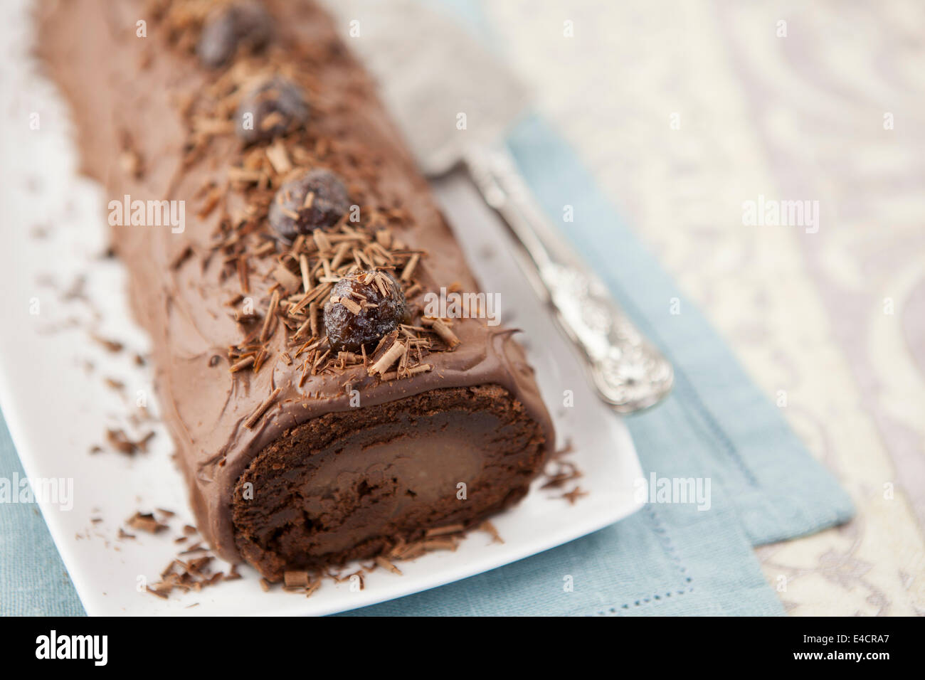 Chocolate Chestnut Roulade Stock Photo