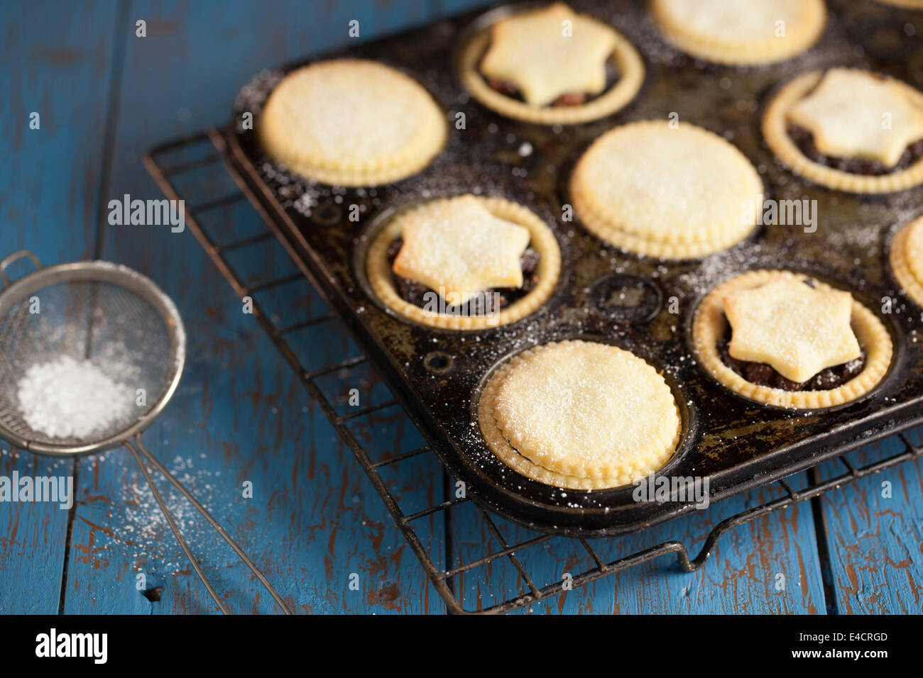 Mince Pies in Tray Stock Photo