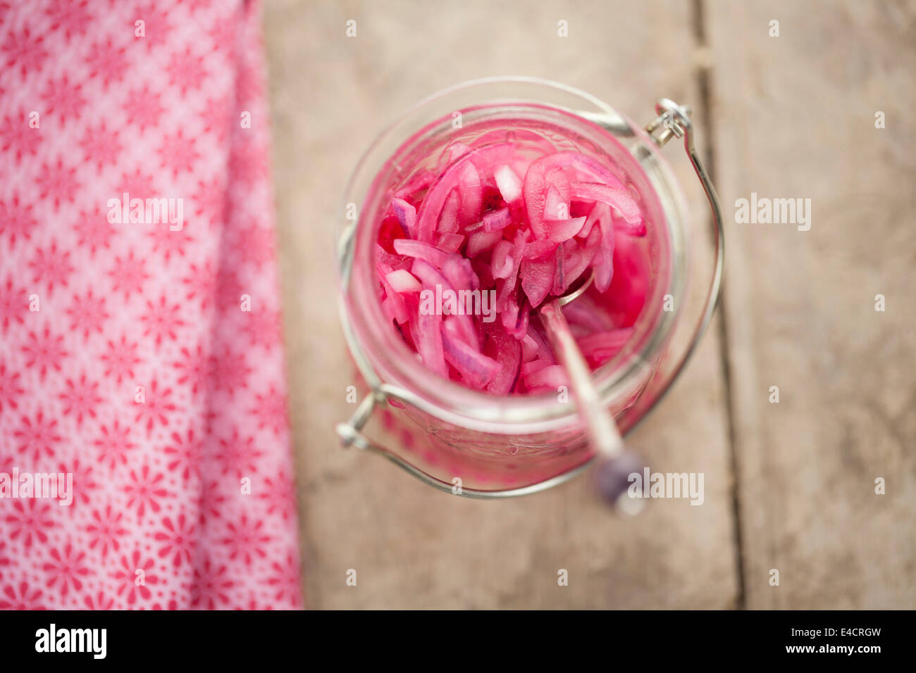 Pink Pickled Onions Stock Photo