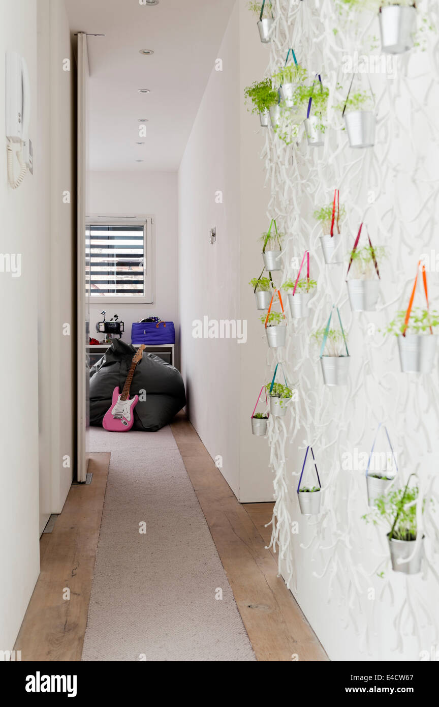 Algue wall installation by Vitra on wall of corridor. Stock Photo