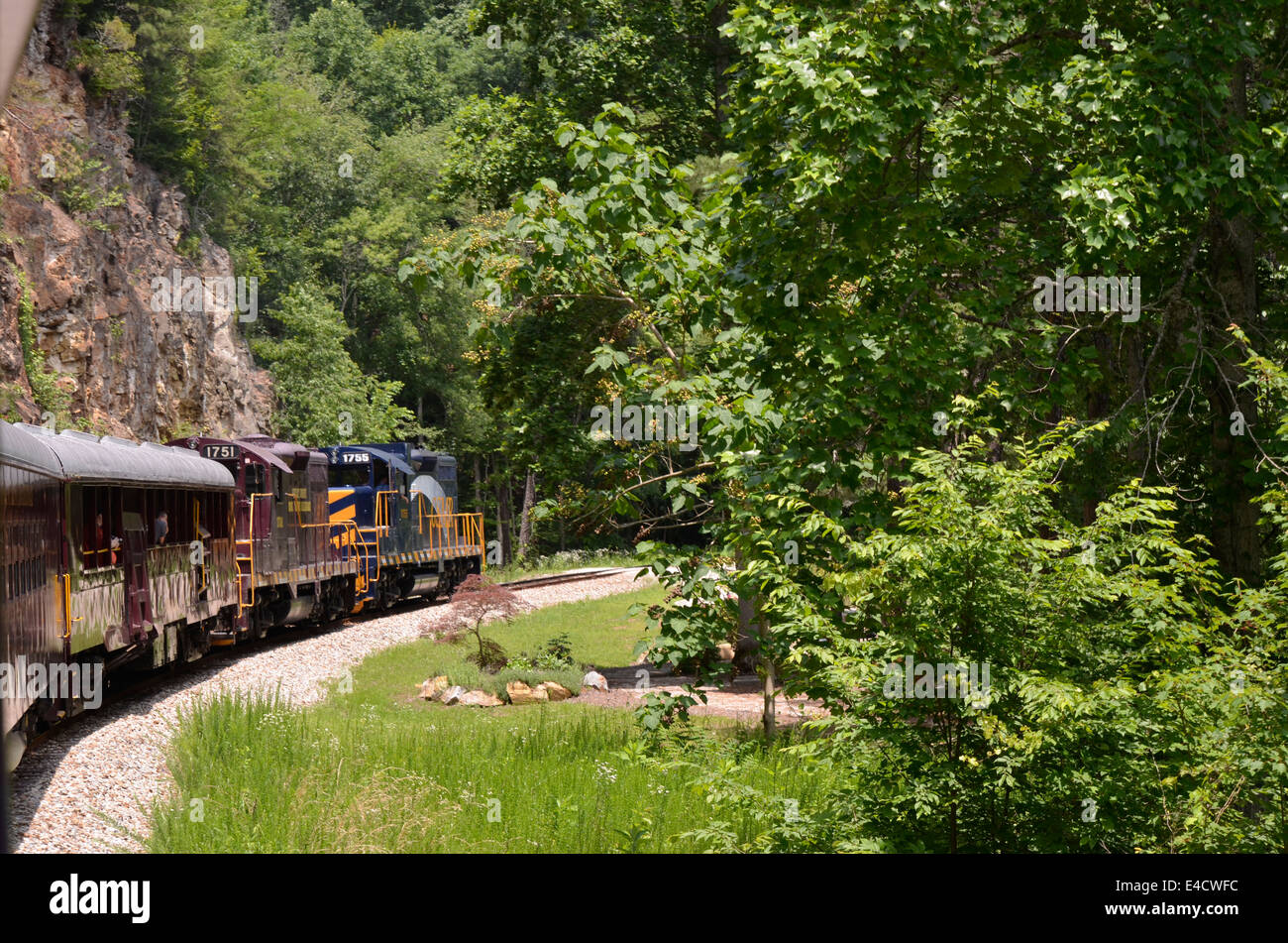 Great Smokey Mountain Train in Bryson City, North Carolina USA Stock Photo