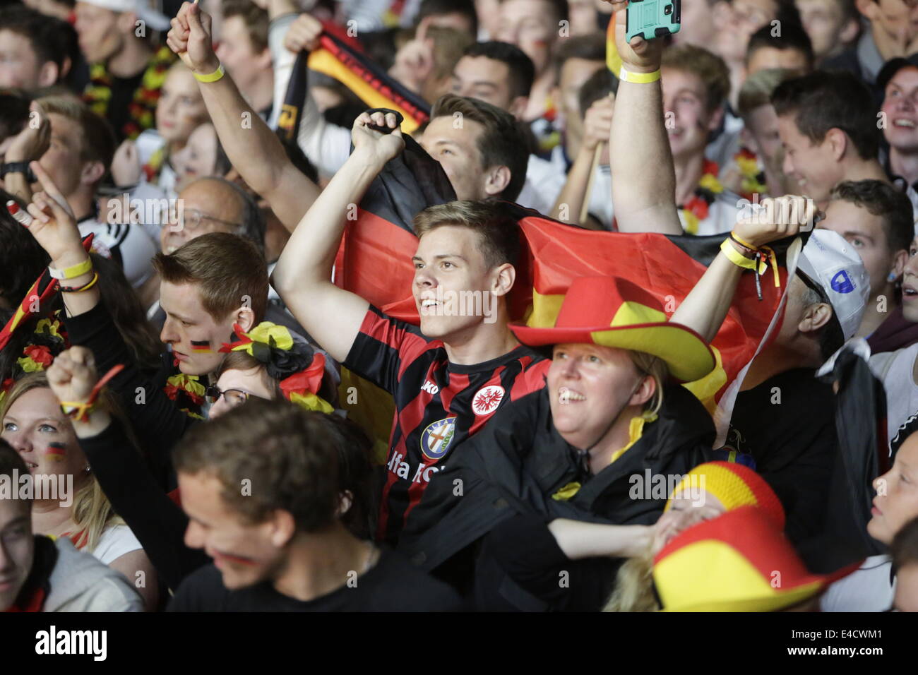 The German fans celebrate when their team have goal. Thousands of fans