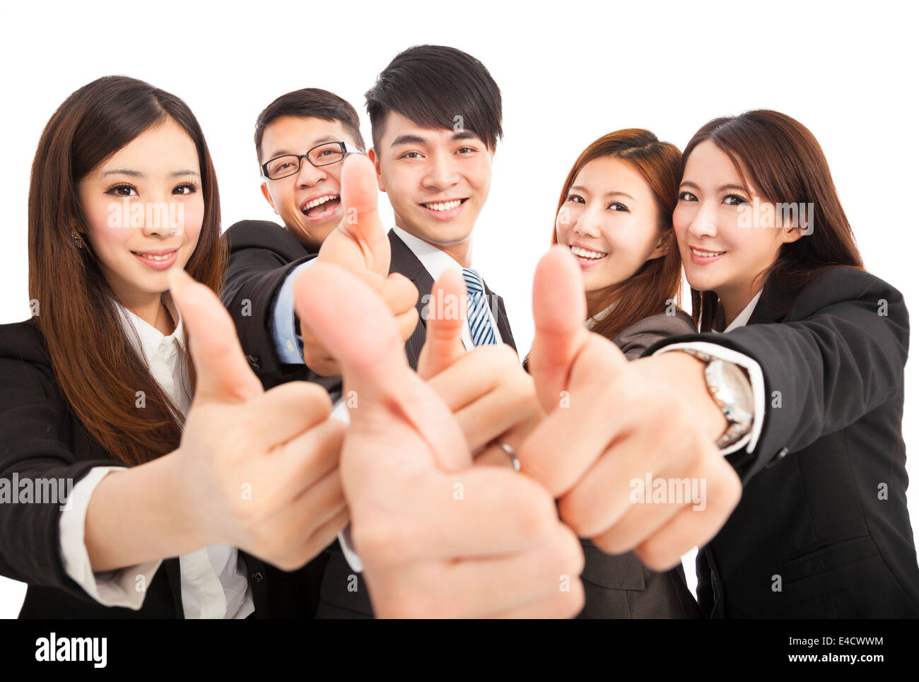 happy successful business team with thumbs up Stock Photo - Alamy