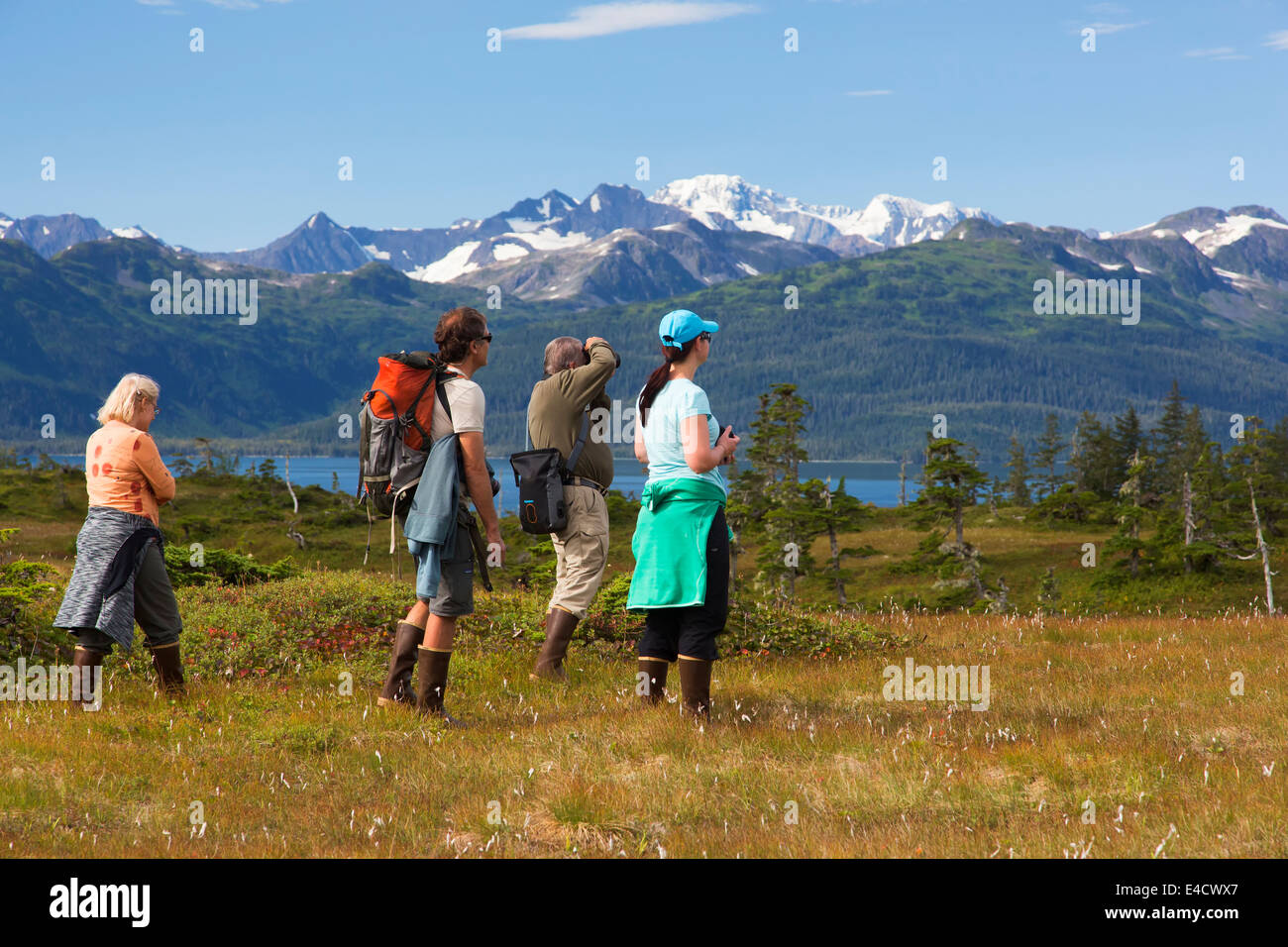 Hiking, Prince William Sound, Chugach National Forest, Alaska. Stock Photo