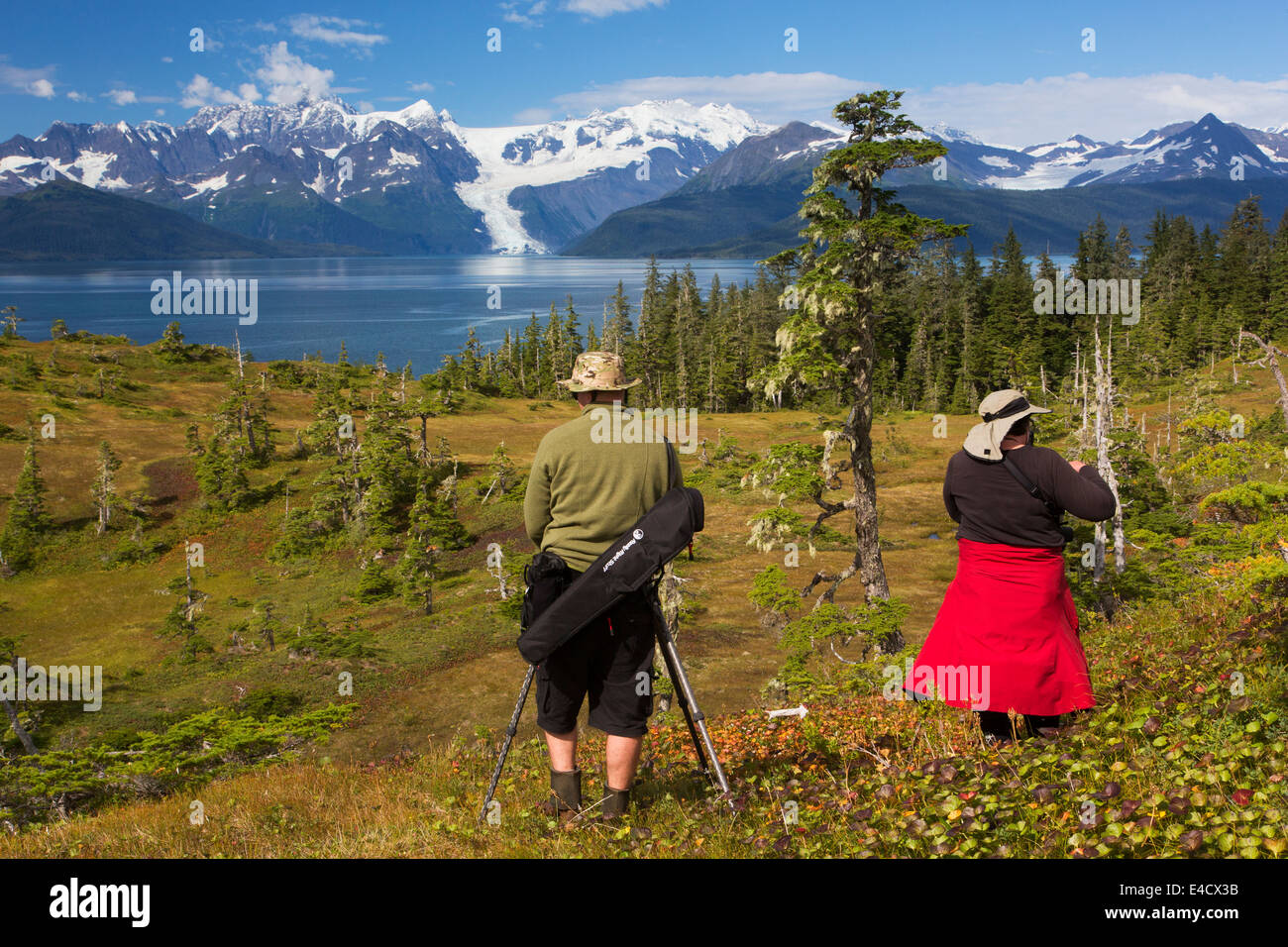 Hiking, Prince William Sound, Chugach National Forest, Alaska. Stock Photo
