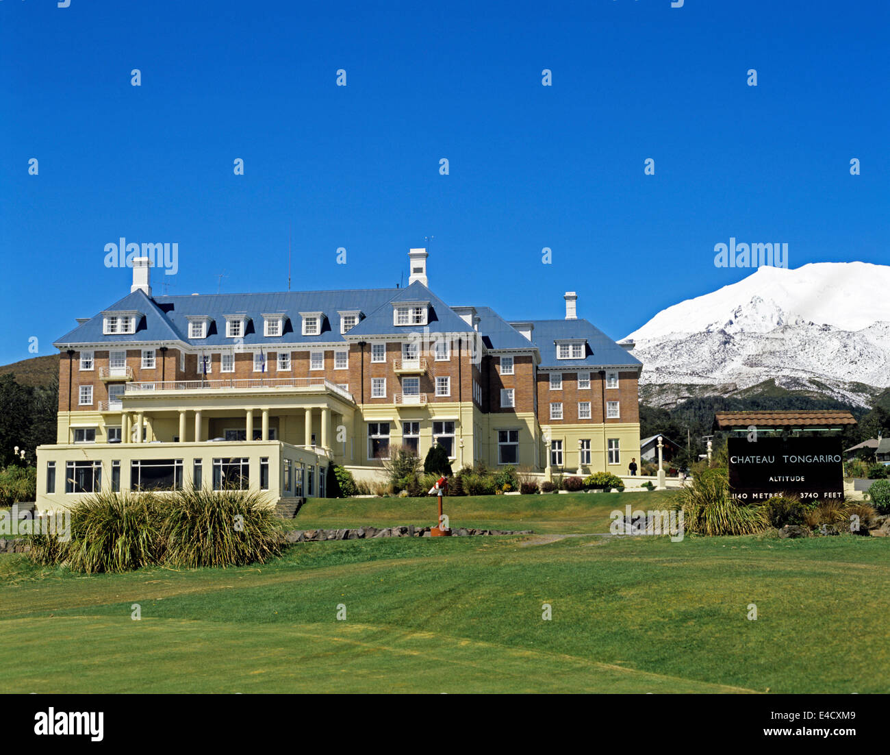The Chateau Tongariro Hotel In Tongariro National Park Showing Mount Ruapehu In Background North Island New Zealand Stock Photo Alamy