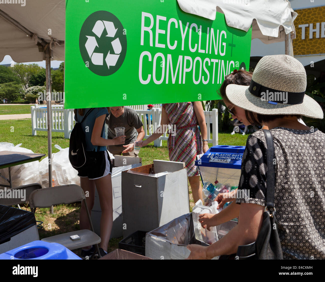 Recycling and composting tent at an outdoor festival Washington, DC